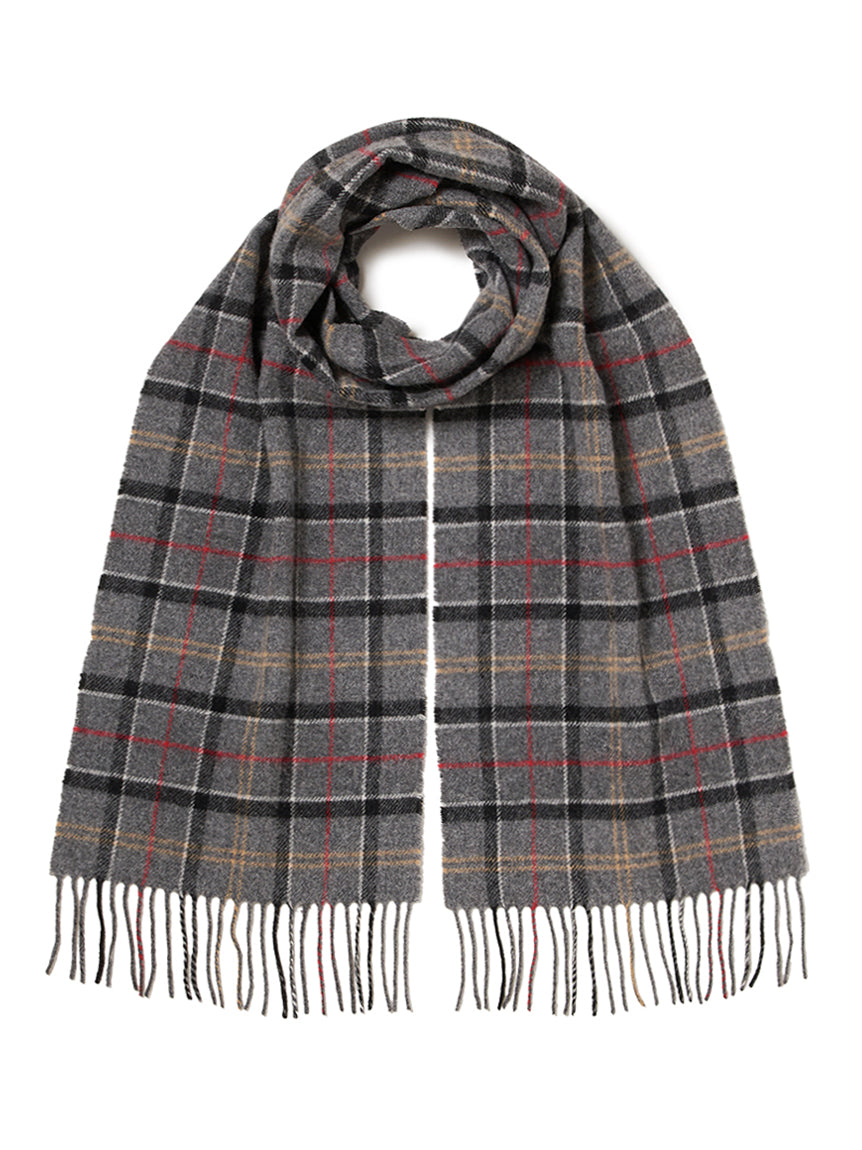 Barbour ラムズウール タータンチェック マフラー グレー 252USC0001