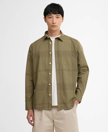 barbour tunstall os tonal tartan shirt burnt olive 38