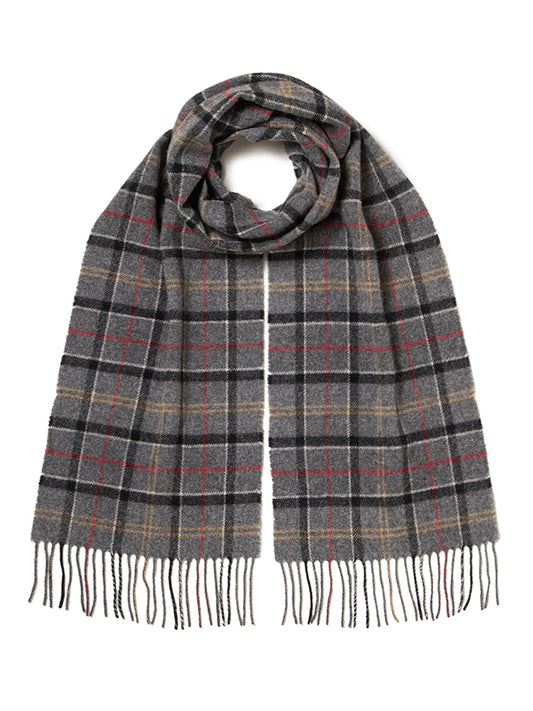 Barbour ラムズウール タータンチェック マフラー グレー 252USC0001